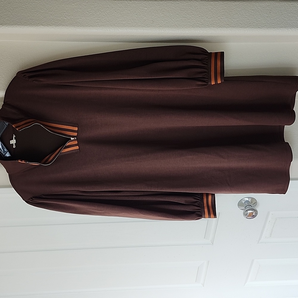 NWOT JODIFL Balloon  Sleeve Stripe Zip Up Track Dress Size S